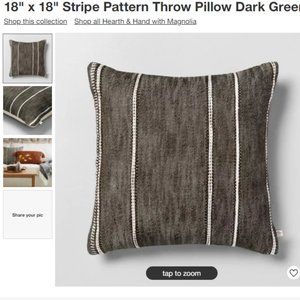 18" by 18" Dark Green Throw Pillow